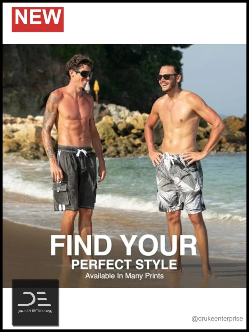 UPF 50+ Quick Dry Microfiber Swim Trunks with Pockets & Mesh Lining